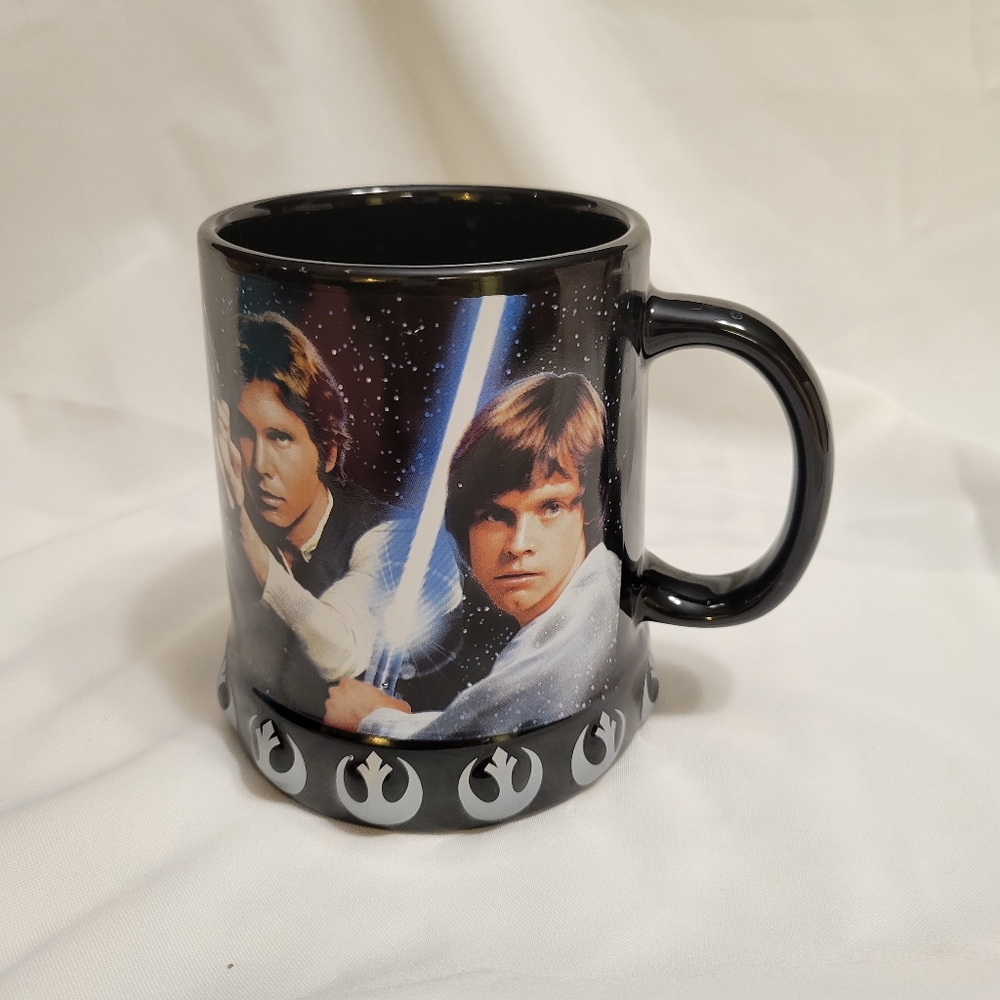 Genuine Lucas Film Galerie Star Wars Han Solo R2D2 CP3O XL Black Coffee Mug